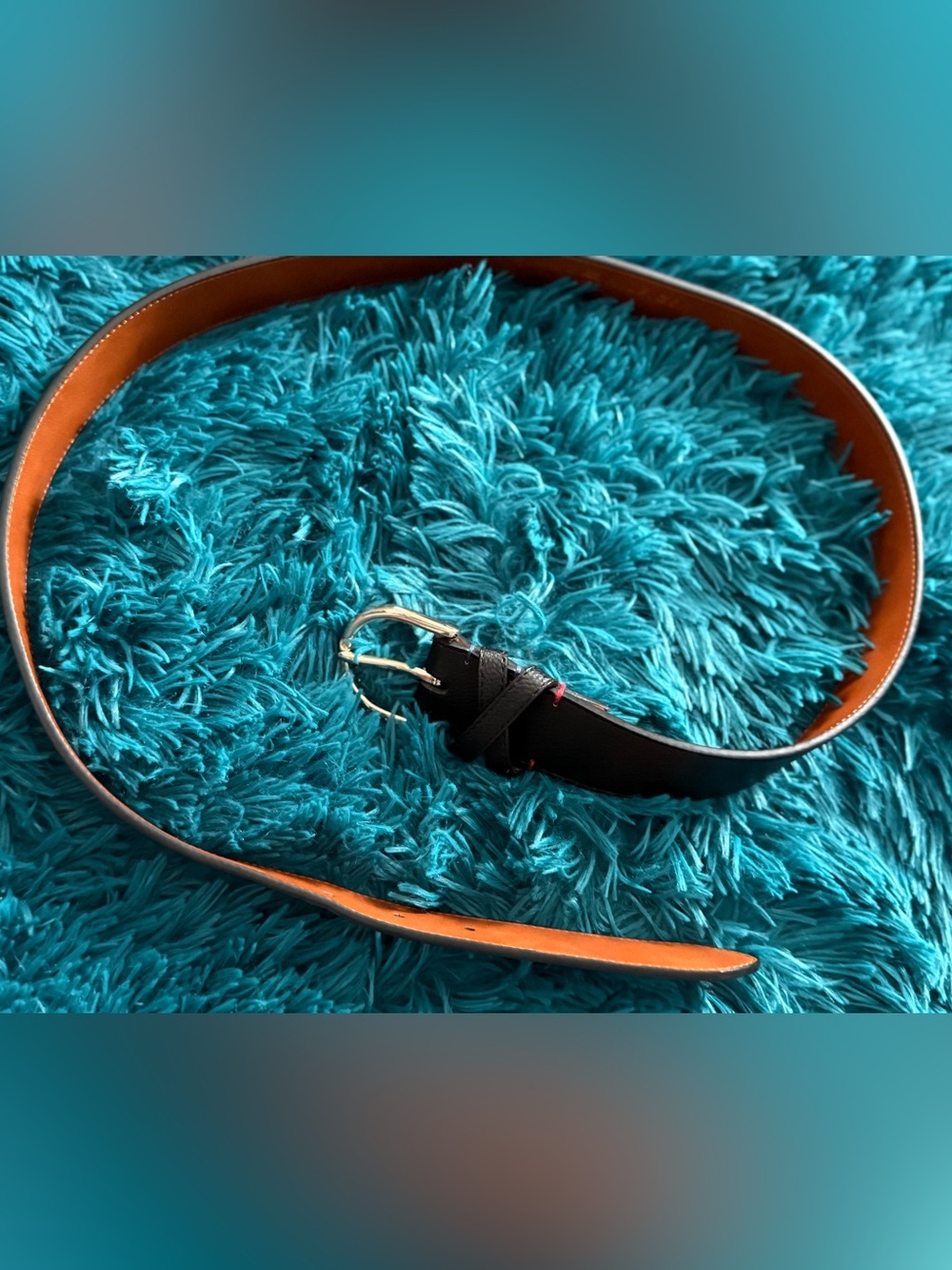 Tommy Hilfiger Black Leather Belt with Gold Buckle